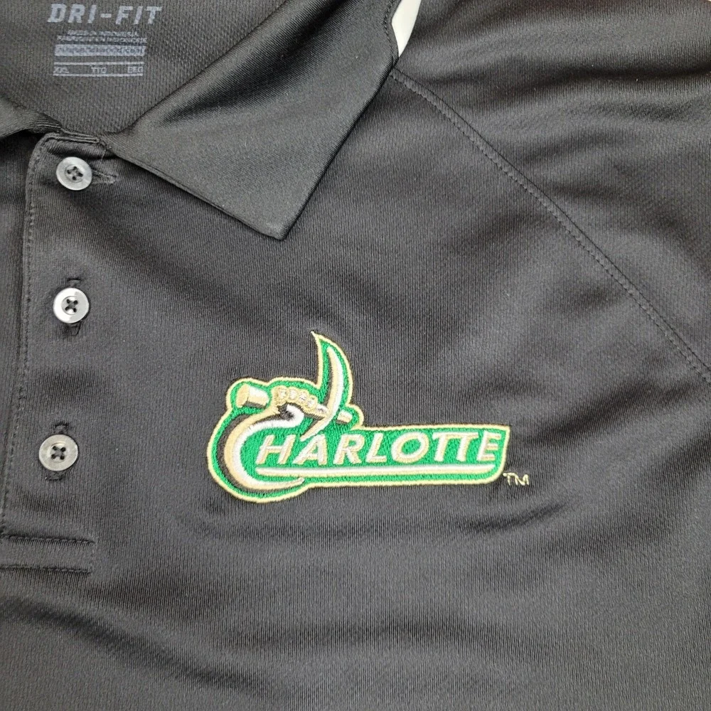UNCC 49ers Nike Dri Fit Golf Polo Shirt Mens 2XL Black Short‎ Sleeve Performance